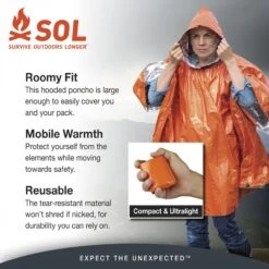 SOL Survival Poncho -Randonnée Et Camping sol heat refelctive poncho survival 02